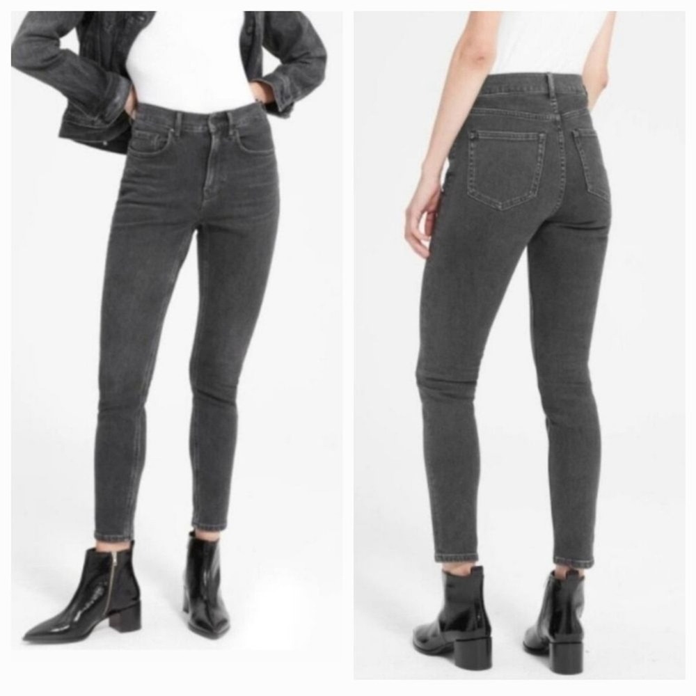 Everlane Mid Rise Skinny Jeans Womens 26 Washed Black Minimalist Stretch